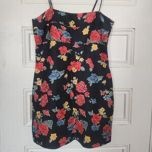 Floral print silk mini dress